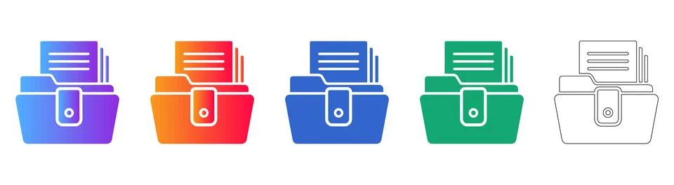 File Folder and Document Management Icons イラスト素材