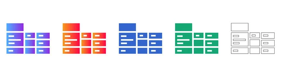 File Folder and Document Organization Icons Stock Illustration