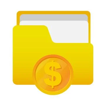 File folder and dollar sign. Financial documentation. Vector illustration Stock Illustration