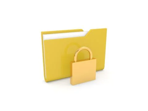 File folder and lock on a white background. Stock Illustration