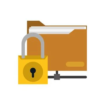 File folder and safety lock icon 库存插图