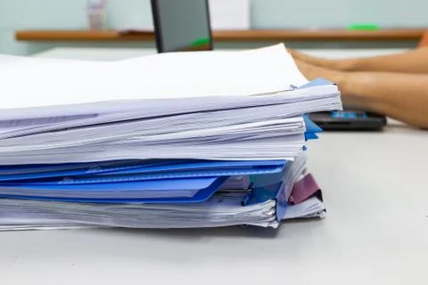 File folder and Stack of business report Stock Photos