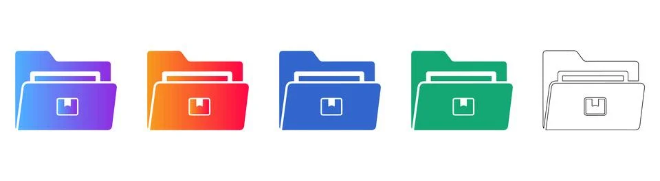 File Folder Archive Icons 스톡 일러스트