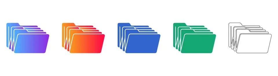 File Folder Archive System Icons Illustrazione stock