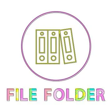 File Folder Bright Round Linear Icon Template 스톡 일러스트