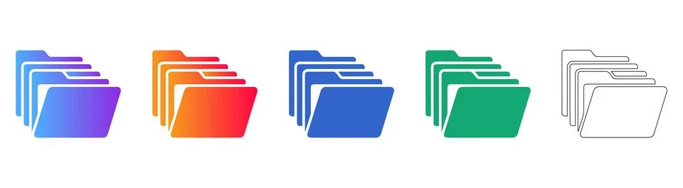 File Folder Collection Icons Stockillustratie
