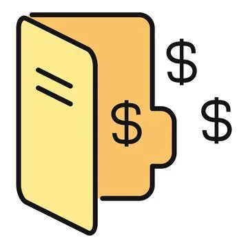 File folder containing financial documents and dollar signs Illustrazione stock