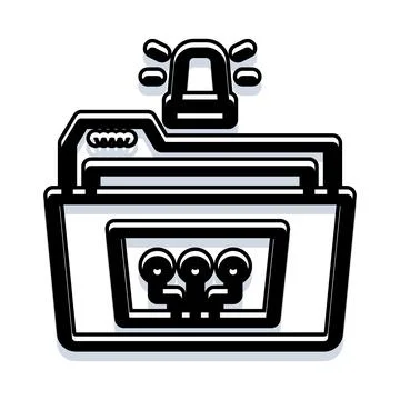 File folder containing important data with alert blinking Stock Illustration