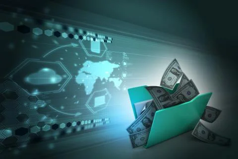 File folder with currency Illustrazione stock