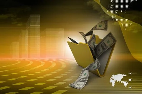 File folder with currency Stock Illustration