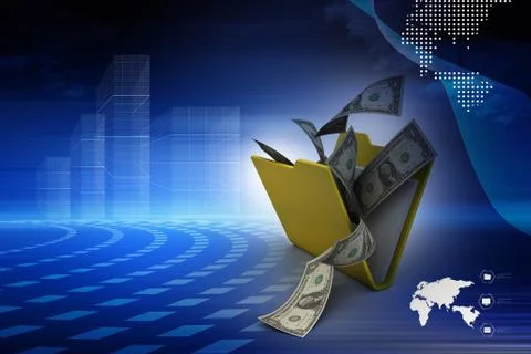 File folder with currency Illustrazione stock