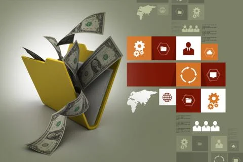 File folder with currency Stock Illustration