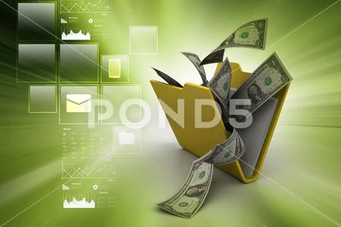 File folder with currency 스톡 일러스트
