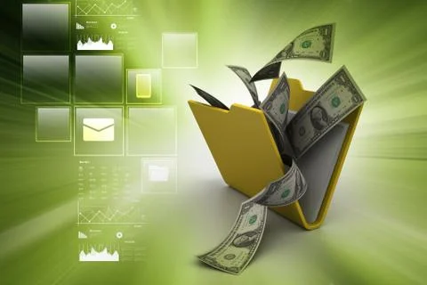 File folder with currency Stock Illustration