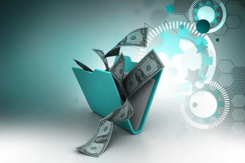 File folder with currency Illustrazione stock