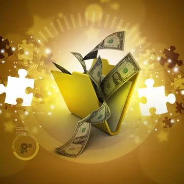 File folder with currency Stock Illustration