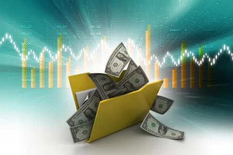 File folder with currency Illustrazione stock