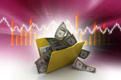 File folder with currency Illustrazione stock