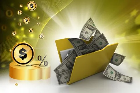 File folder with currency Stock Illustration