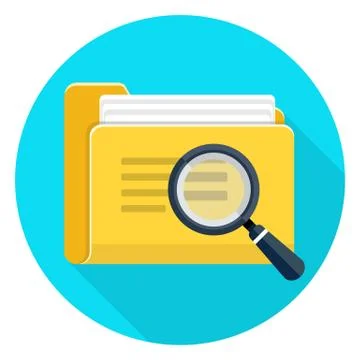 File folder directory and magnifying glass icon Stock Illustration