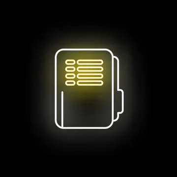 File folder document icon glowing neon light Illustrazione stock