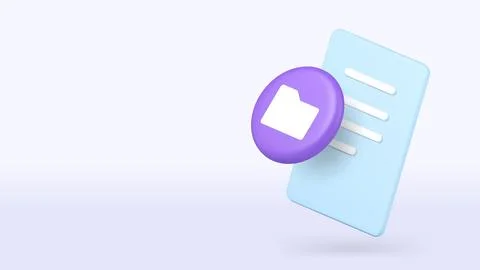 File folder document information archive storage 3d icon banner copy space ve 스톡 일러스트