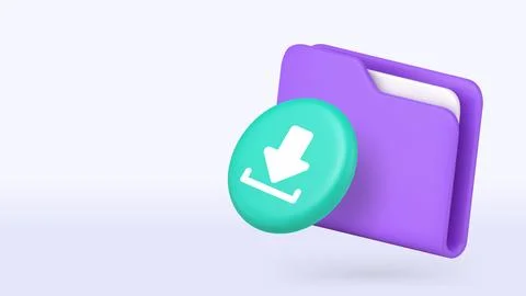 File folder document information download upload 3d icon banner copy space .. Stock Illustration