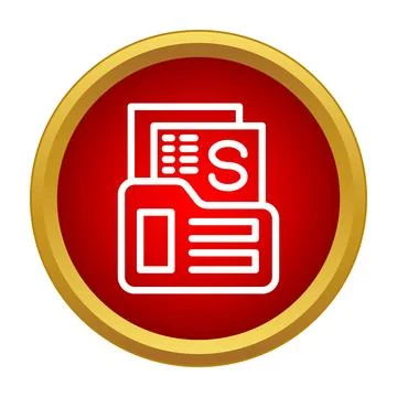 File folder with documents icon on red button Stock Illustration