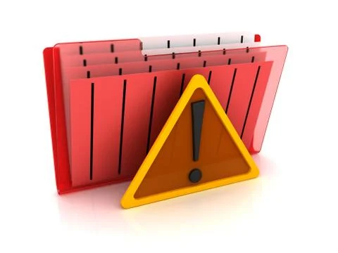 File folder with exclamation mark Stock Illustration