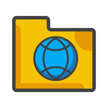 File folder with global network icon. file folder illustration. Flat vector Stock Illustration