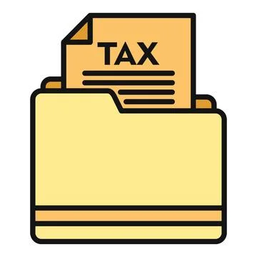 File folder holding a document with tax written on it Illustrazione stock