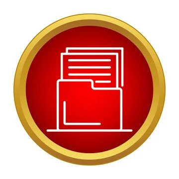 File folder holding papers in a red button design Stock Illustration