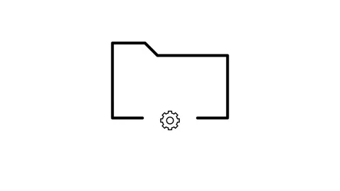 File folder icon combined with a gear icon, symbolizing organization and se.. Stock Footage 333663184