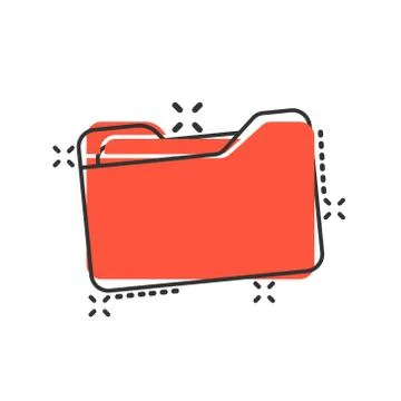 File folder icon in comic style. Documents archive vector cartoon illustratio Illustrazione stock