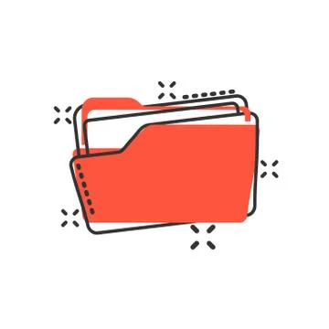 File folder icon in comic style. Documents archive vector cartoon illustratio Stockillustratie