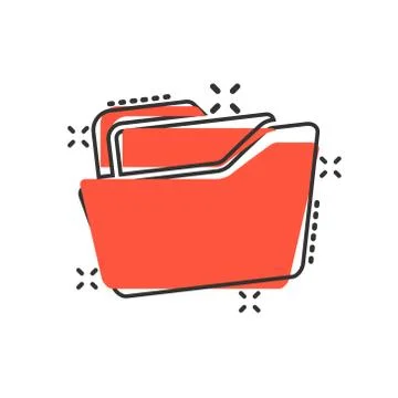 File folder icon in comic style. Documents archive vector cartoon illustratio Stock Illustration