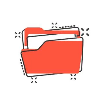 File folder icon in comic style. Documents archive vector cartoon illustratio Illustrazione stock
