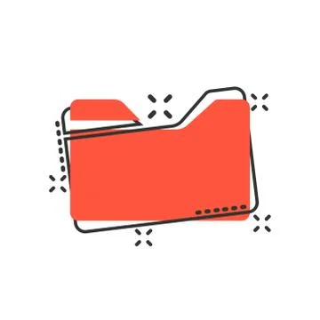 File folder icon in comic style. Documents archive vector cartoon illustratio Stockillustratie