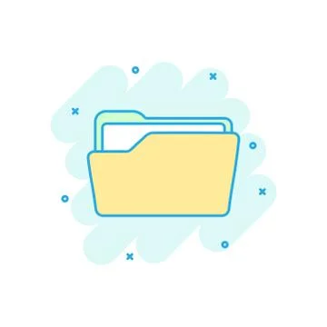 File folder icon in comic style. Documents archive vector cartoon illustratio イラスト素材