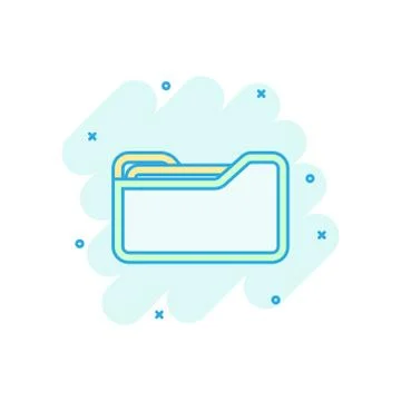 File folder icon in comic style. Documents archive vector cartoon illustratio Illustrazione stock