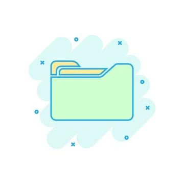 File folder icon in comic style. Documents archive vector cartoon illustratio 스톡 일러스트