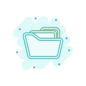 File folder icon in comic style. Documents archive vector cartoon illustratio Stock Illustration