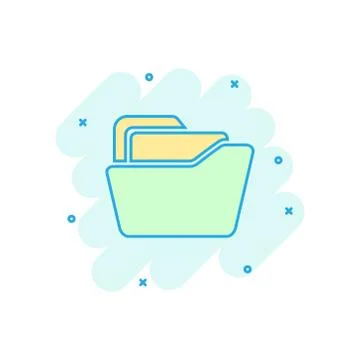 File folder icon in comic style. Documents archive vector cartoon illustratio Stock Illustration