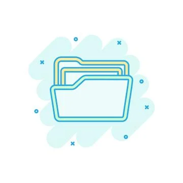 File folder icon in comic style. Documents archive vector cartoon illustratio 스톡 일러스트