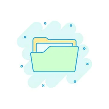 File folder icon in comic style. Documents archive vector cartoon illustratio Illustrazione stock