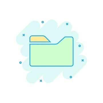 File folder icon in comic style. Documents archive vector cartoon illustratio Stock Illustration