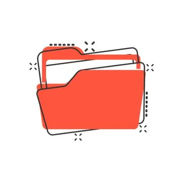 File folder icon in comic style. Documents archive vector cartoon illustratio Stock Illustration