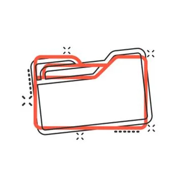 File folder icon in comic style. Documents archive vector cartoon illustratio 스톡 일러스트