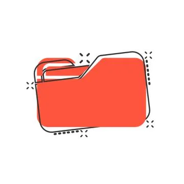 File folder icon in comic style. Documents archive vector cartoon illustratio 스톡 일러스트