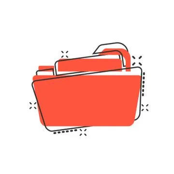 File folder icon in comic style. Documents archive vector cartoon illustratio Stock Illustration